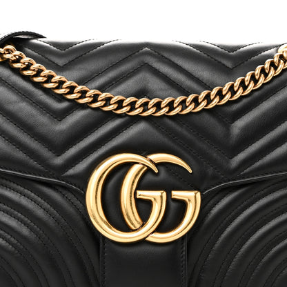Gucci Calfskin Matelasse Medium GG Marmont Shoulder Bag Black 8 of 10