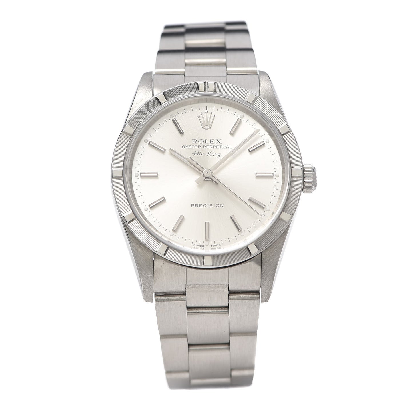 Stainless Steel 34mm Air-King Oyster Perpetual Precision Watch Silver 14010M