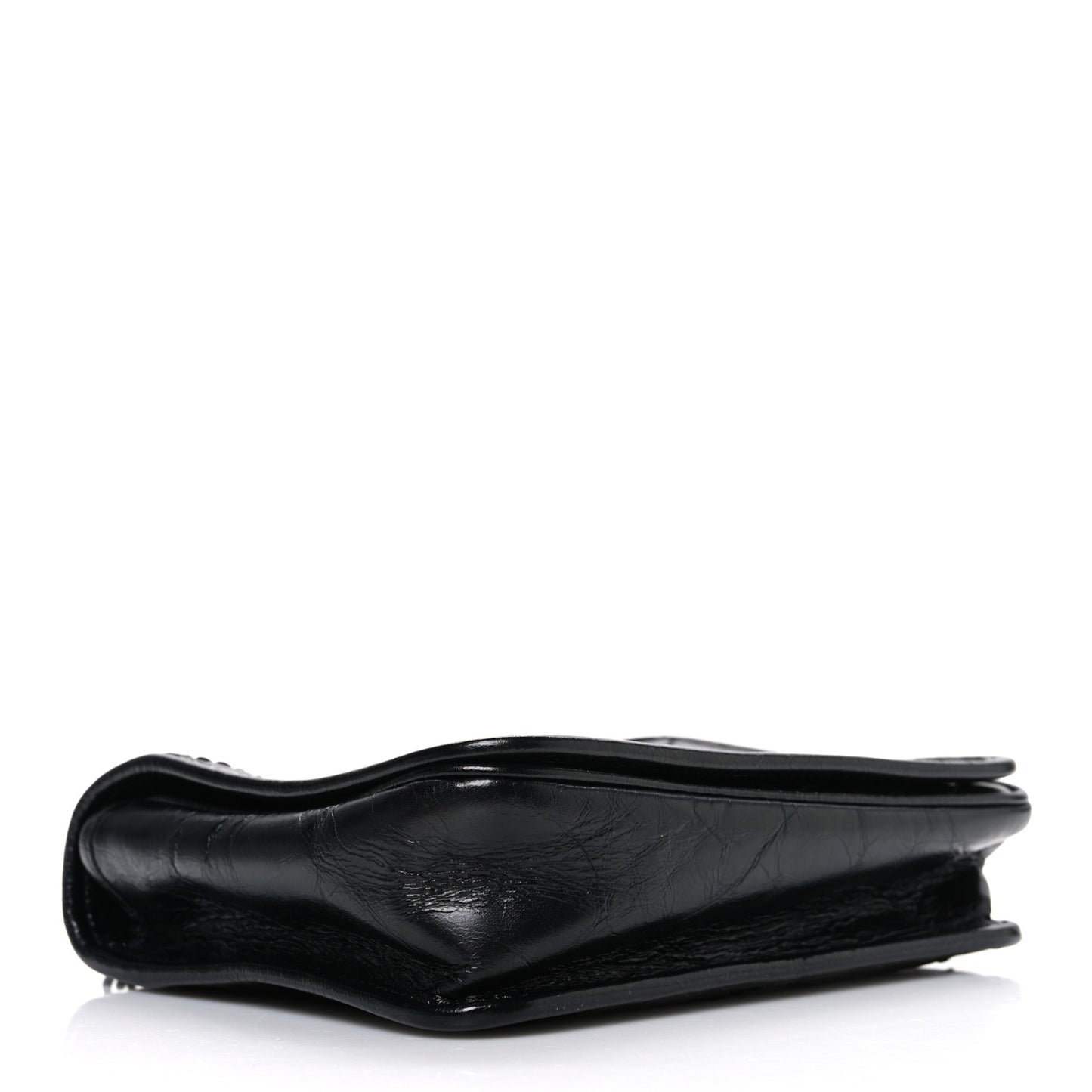 Crinkled Calfskin Matelasse Monogram Niki Chain Wallet Black