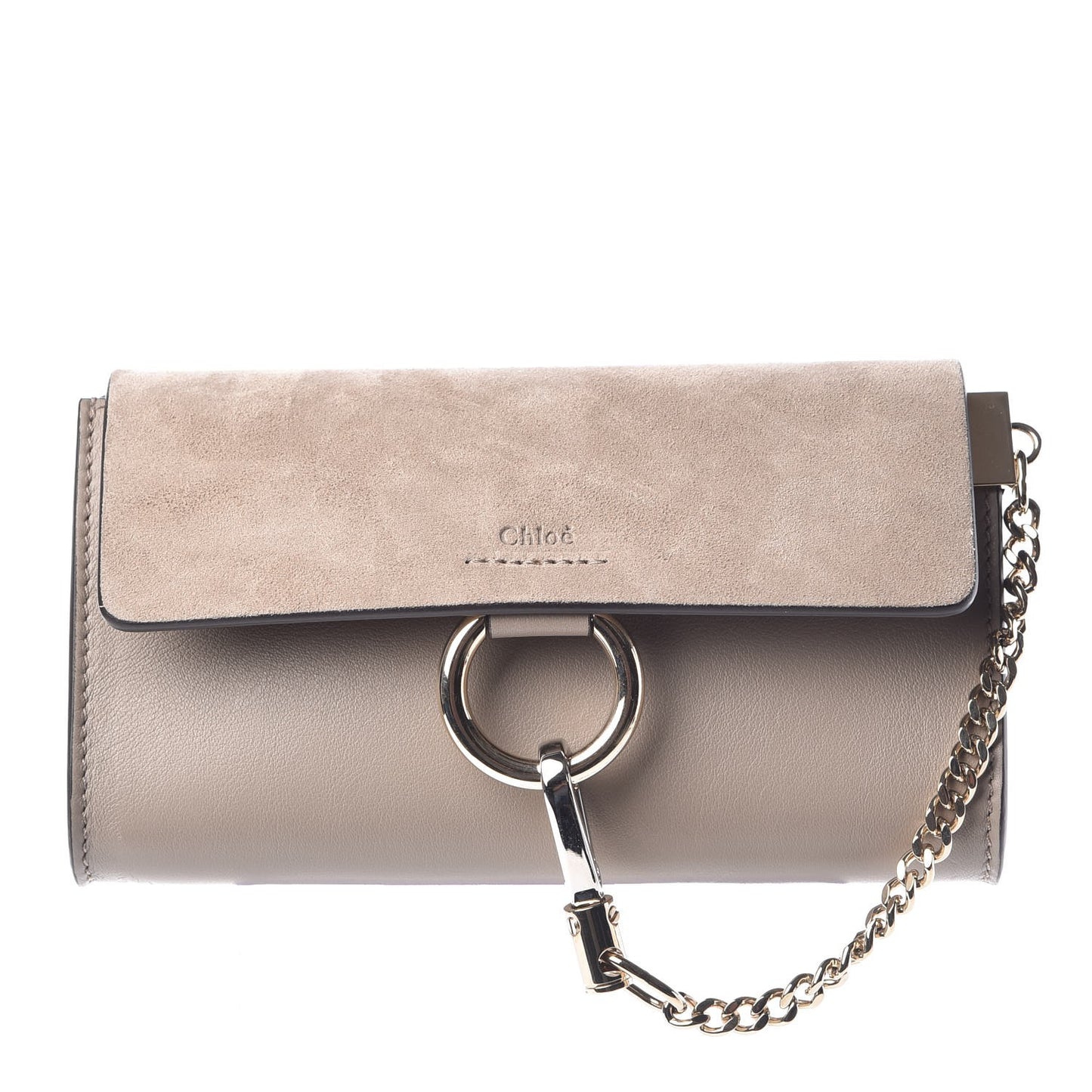 Suede Calfskin Mini Faye Shoulder Bag Motty Grey