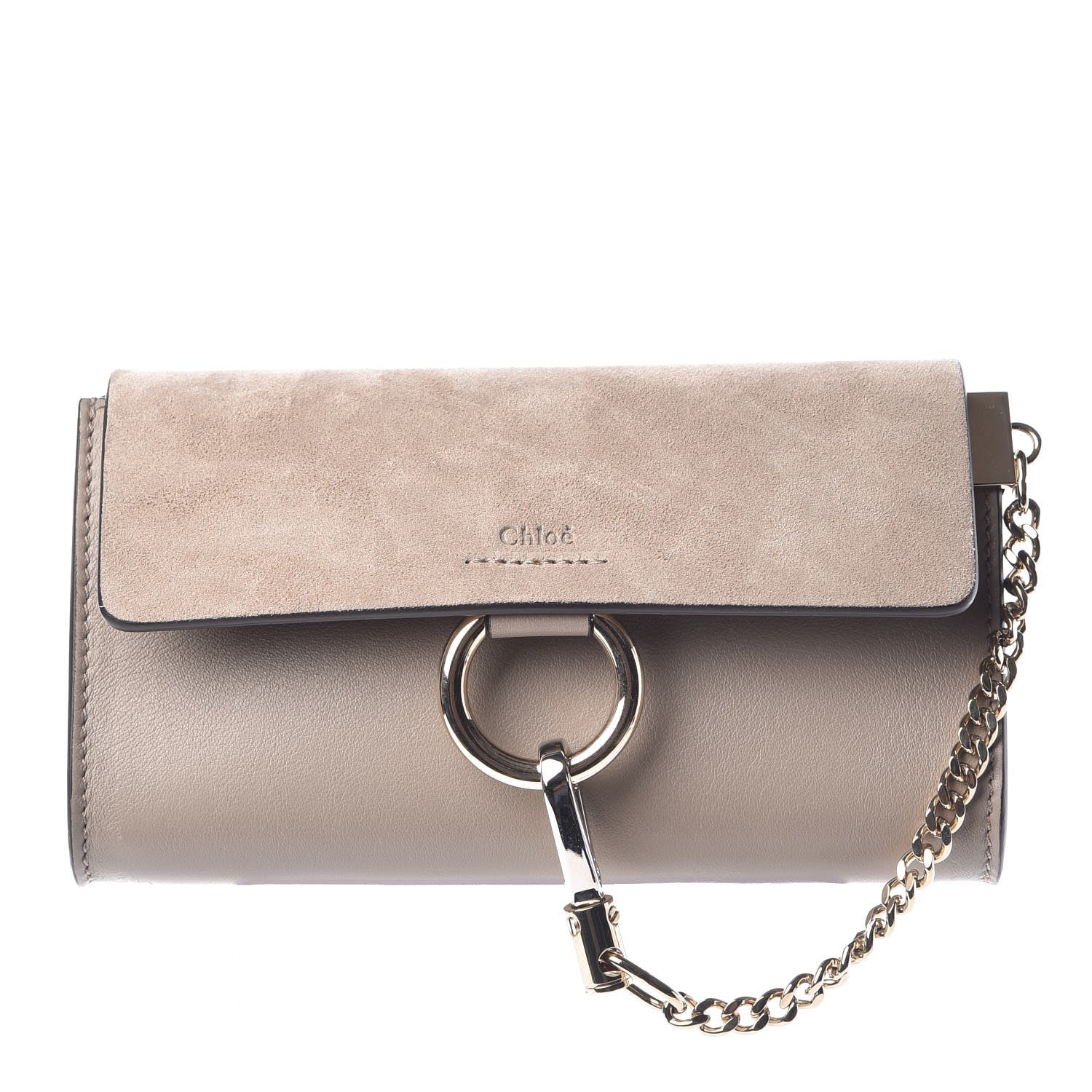 Chloe Suede Calfskin Mini Faye Shoulder Bag Motty Grey 1 of 7