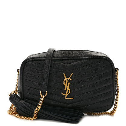 Saint Laurent Grain De Poudre Matelasse Monogram Mini Lou Camera Bag Black 1 of 12