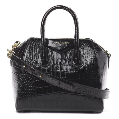 Givenchy Calfskin Crocodile Embossed Mini Antigona Black 1 of 9