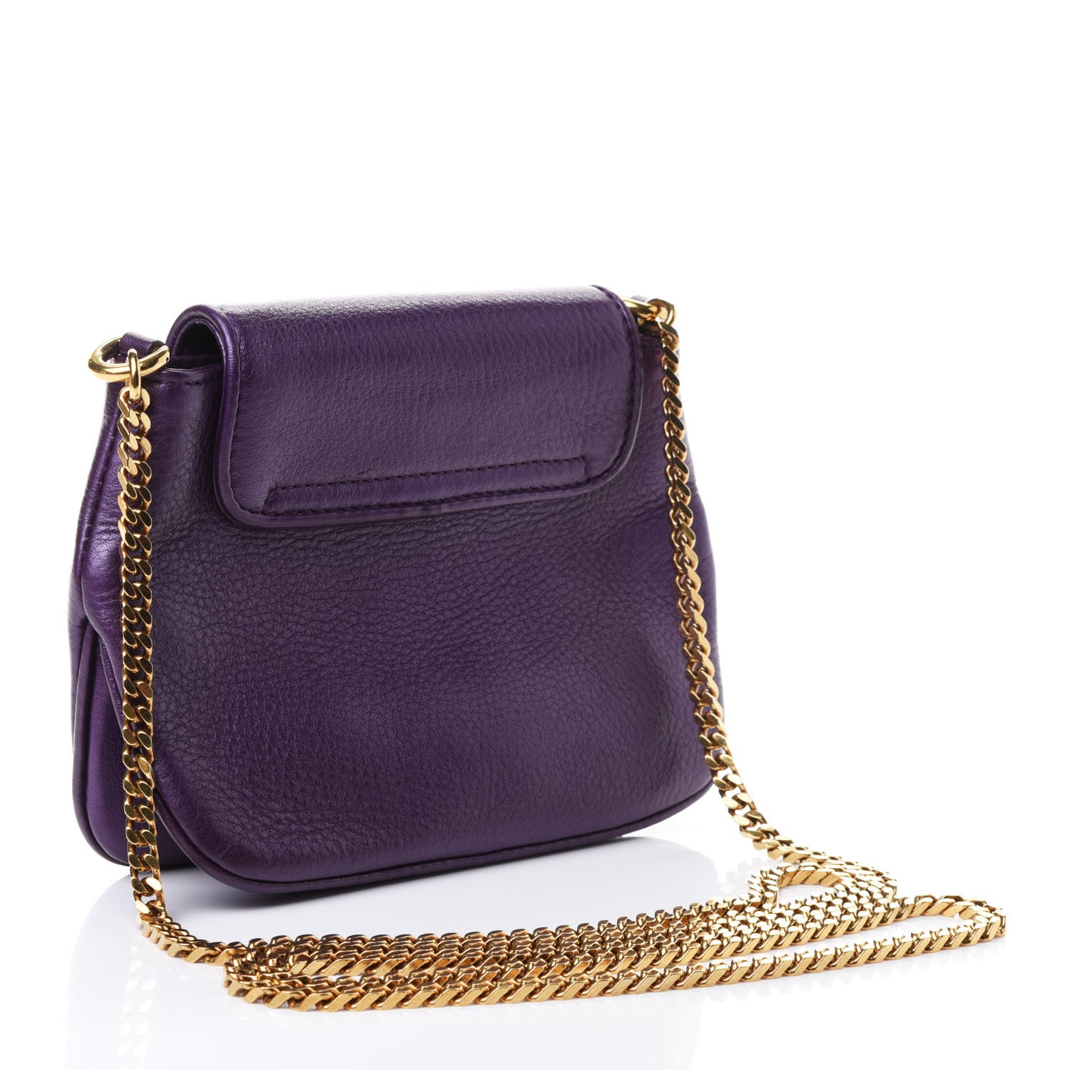 Gucci Metallic Pebbled Calfskin Small 1973 Chain Shoulder Bag Purple 2 of 4