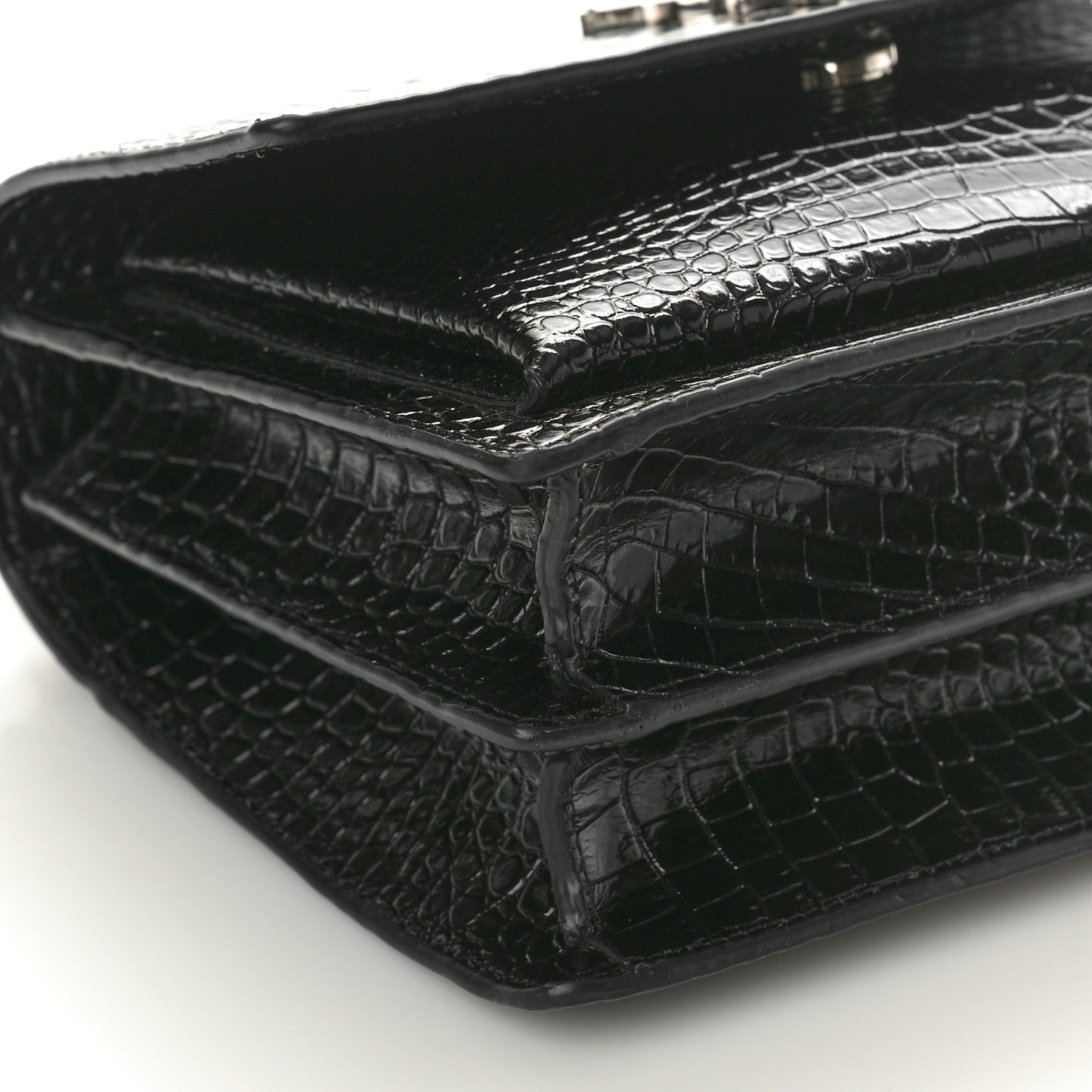 Calfskin Crocodile Embossed Medium Monogram Sunset Black