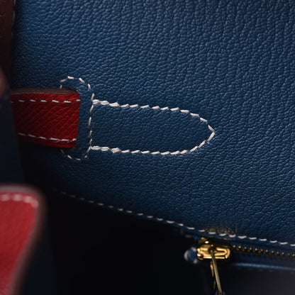 Hermes Epsom Candy Birkin 35 Rouge Casaque Bleu Thalassa 9 of 39