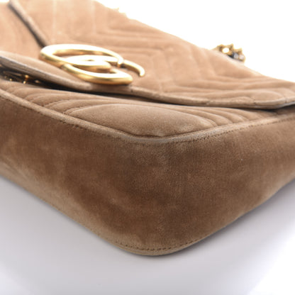 Gucci Velvet Matelasse Medium GG Marmont Shoulder Bag Taupe 10 of 13