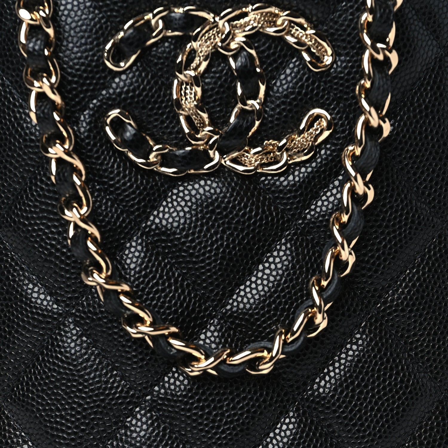 Chanel Caviar Quilted French New Wave Phone Holder With Chain Black 9 of 11