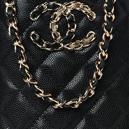 Chanel Caviar Quilted French New Wave Phone Holder With Chain Black 9 of 11