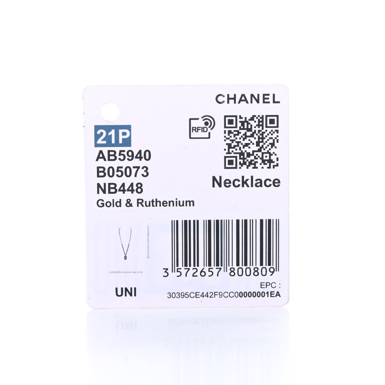 Chanel Ruthenium ID Dog Tag Charm Necklace Silver Gold 7 of 7