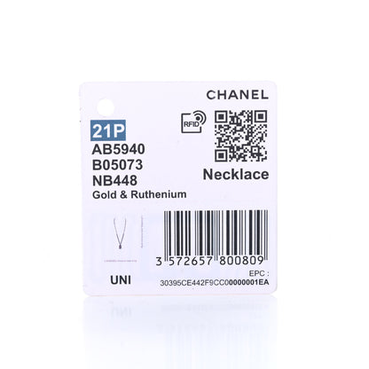 Chanel Ruthenium ID Dog Tag Charm Necklace Silver Gold 7 of 7