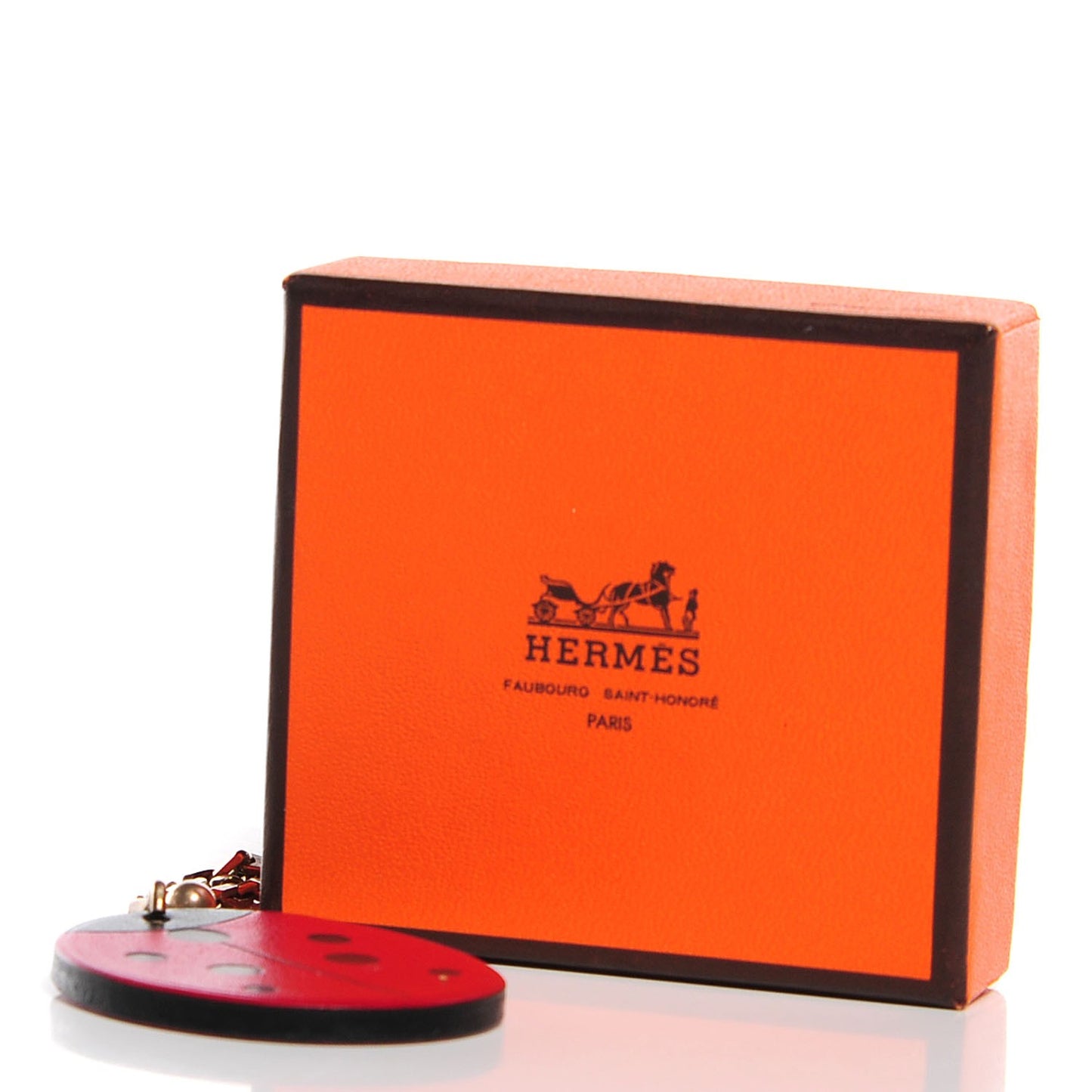 Veau Box Lady Bug Key Chain Rouge H
