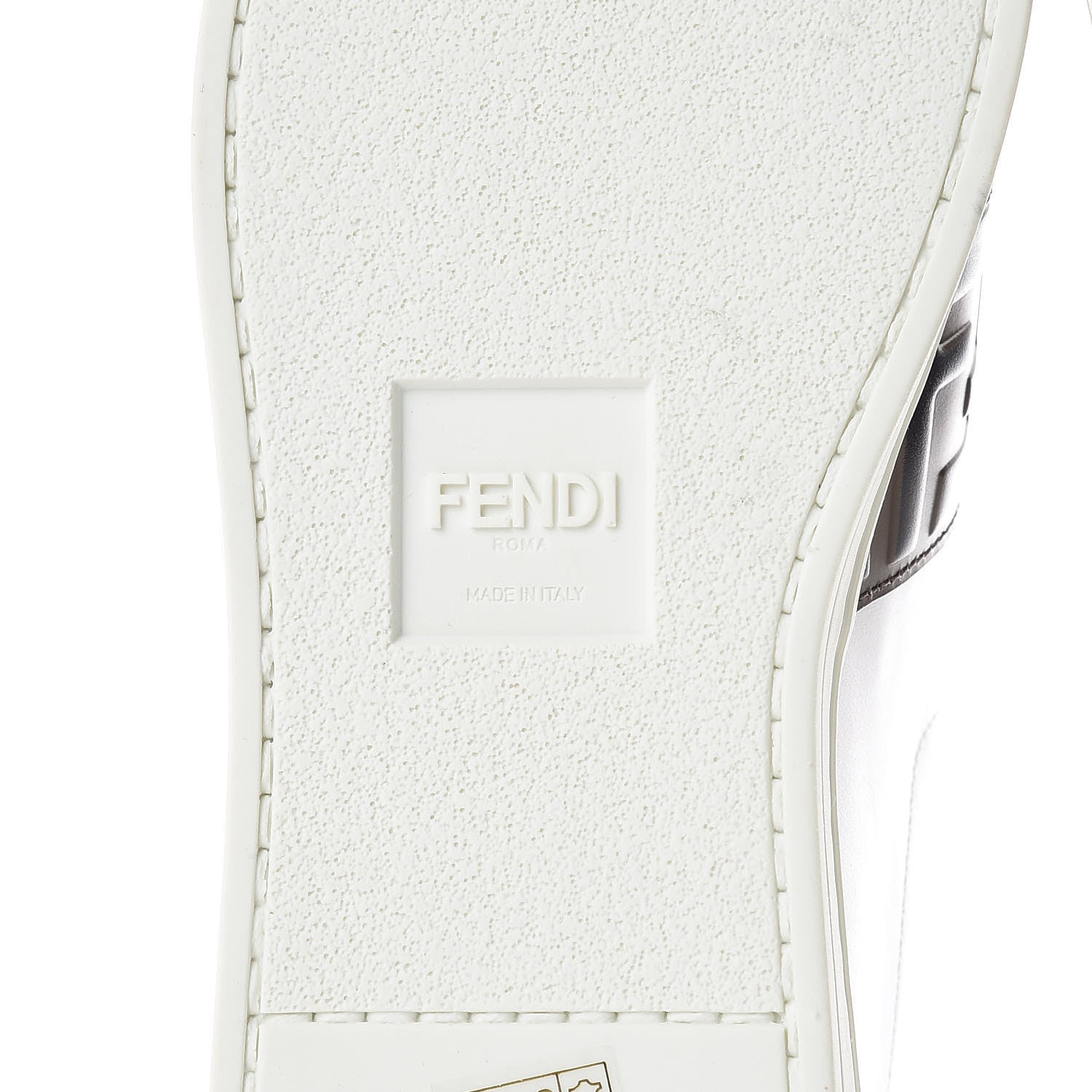 Fendi Vitello FF Embossed Womens Slip On Sneakers 36.5 Ultra White Maya Black 6 of 9