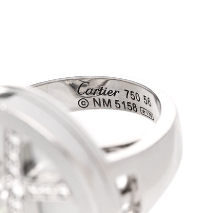 Cartier 18K White Gold Diamond Mother of Pearl Pasha De Cartier Ring 56 7.5 5 of 6