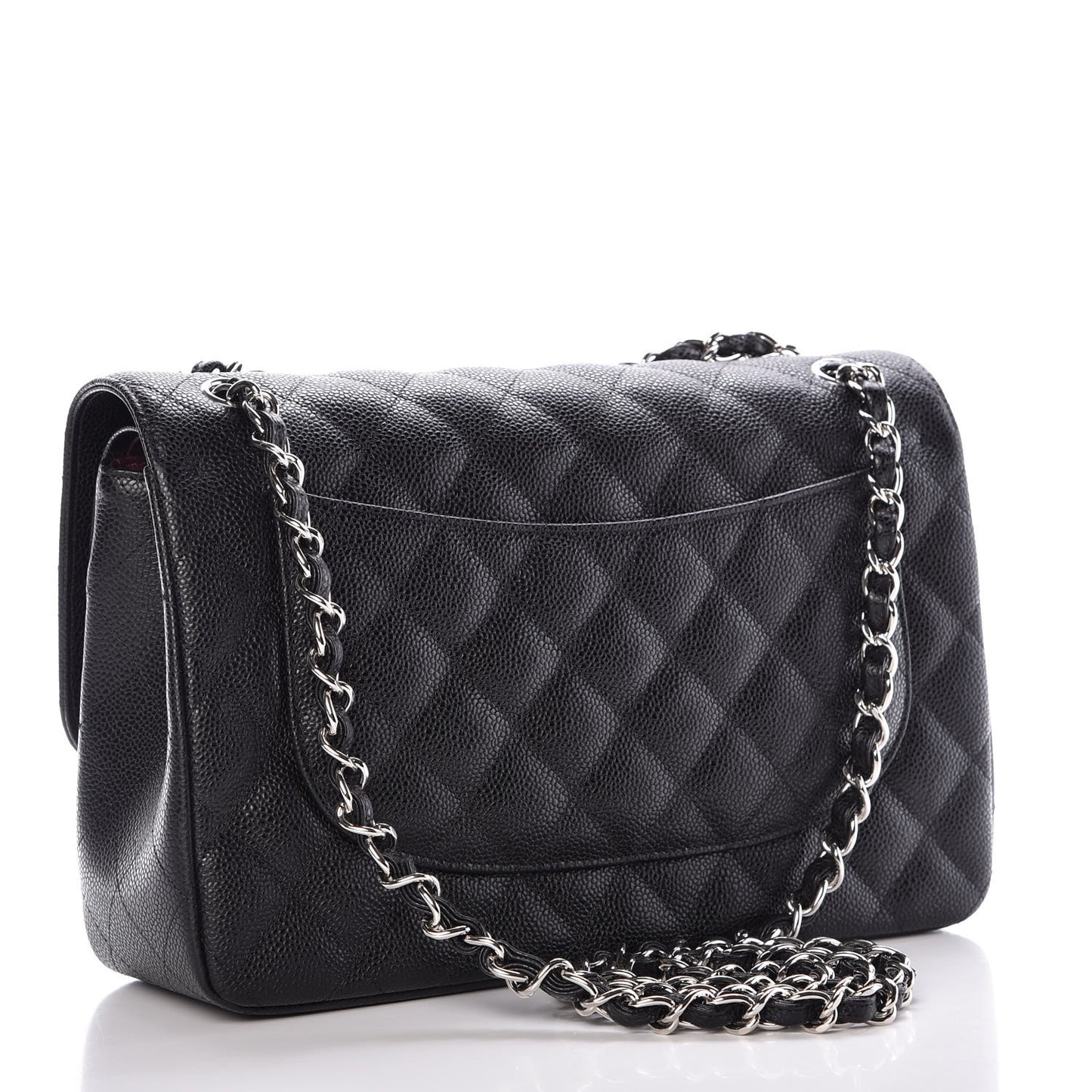 Caviar Quilted Jumbo Double Flap Black