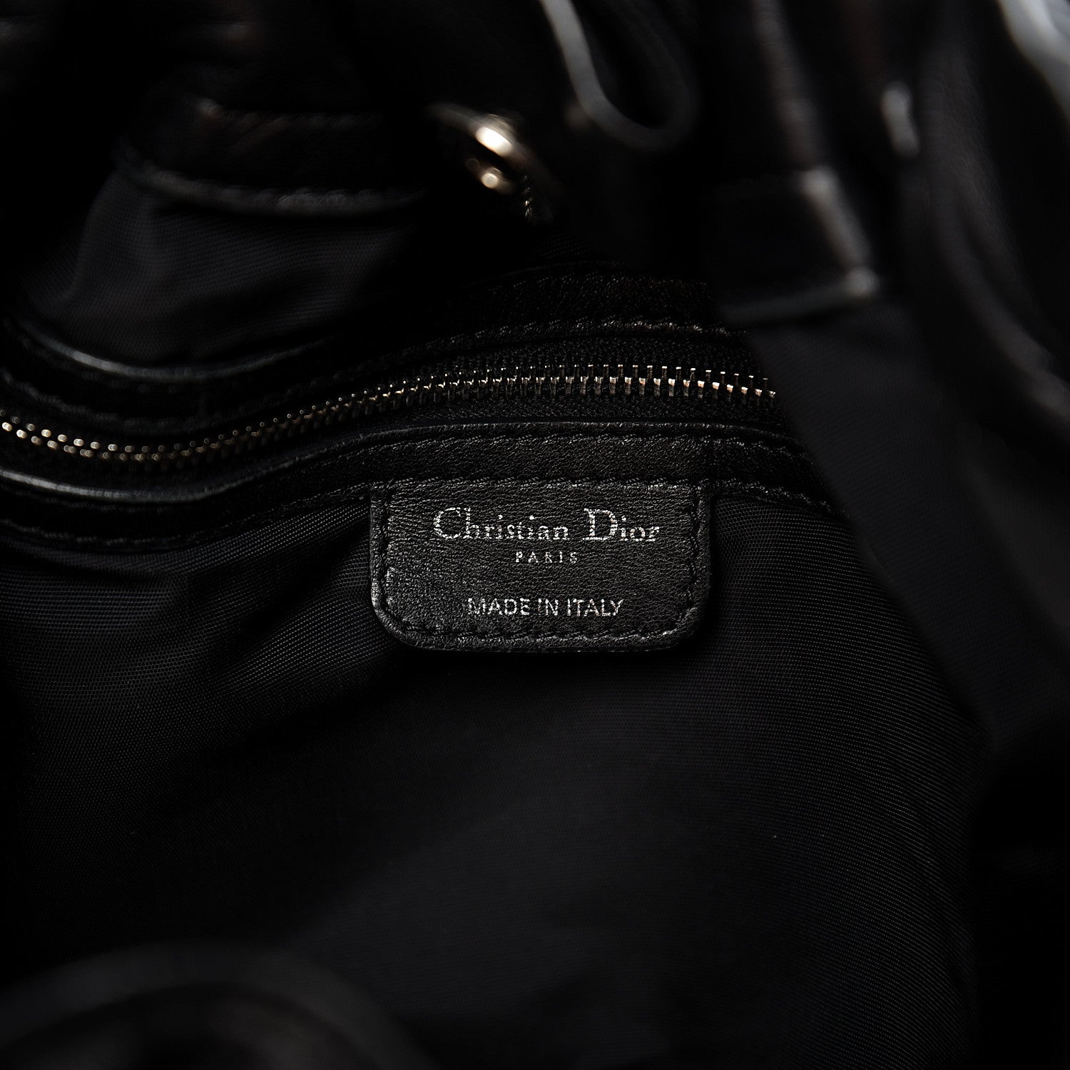 Christian Dior Lambskin Cannage Drawstring Bag Black 5 of 11
