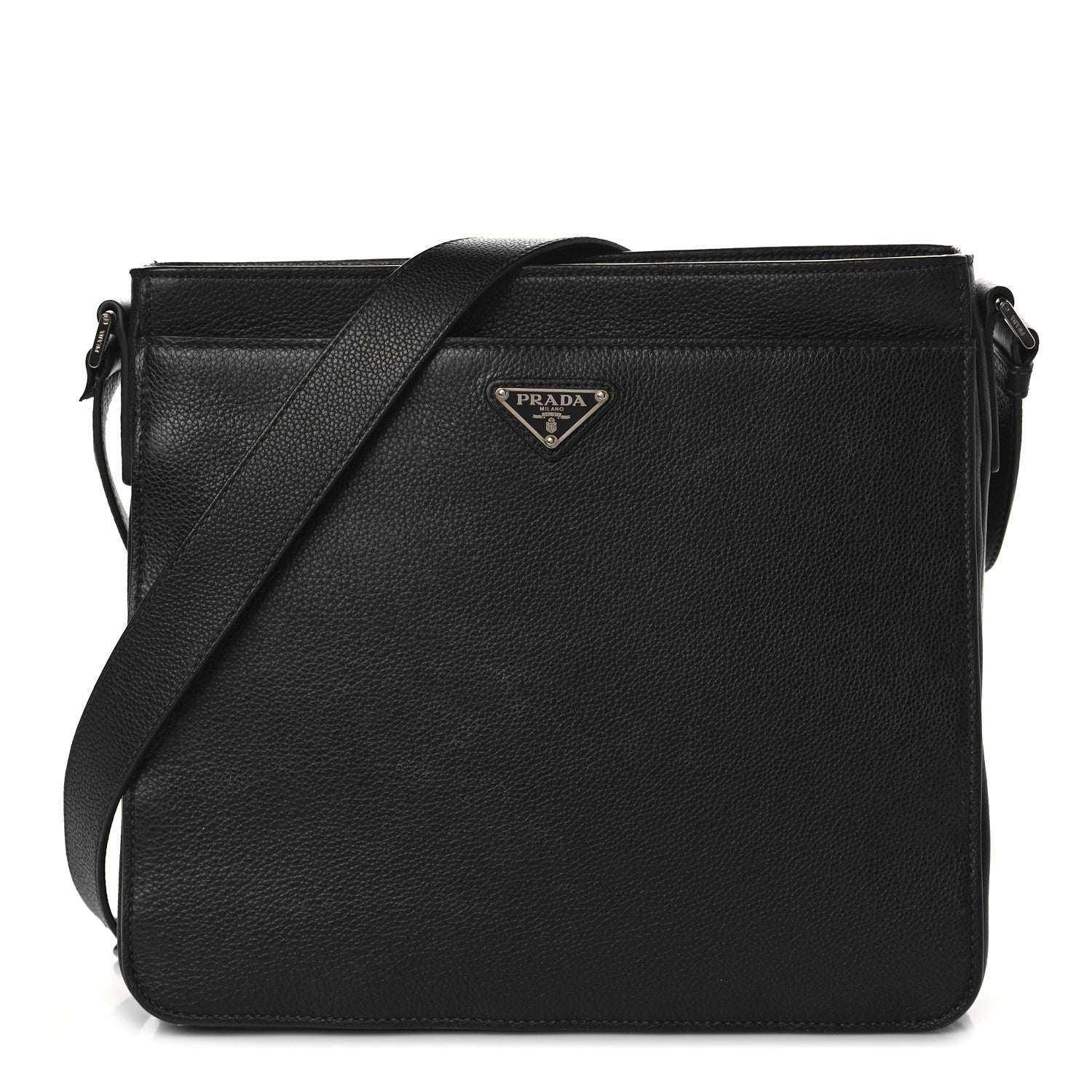 Prada Vitello Daino Flat Messenger Bag Black 1 of 11