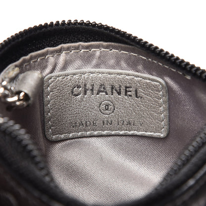 Chanel Lambskin Camellia Embossed Key Holder Case Black 6 of 8