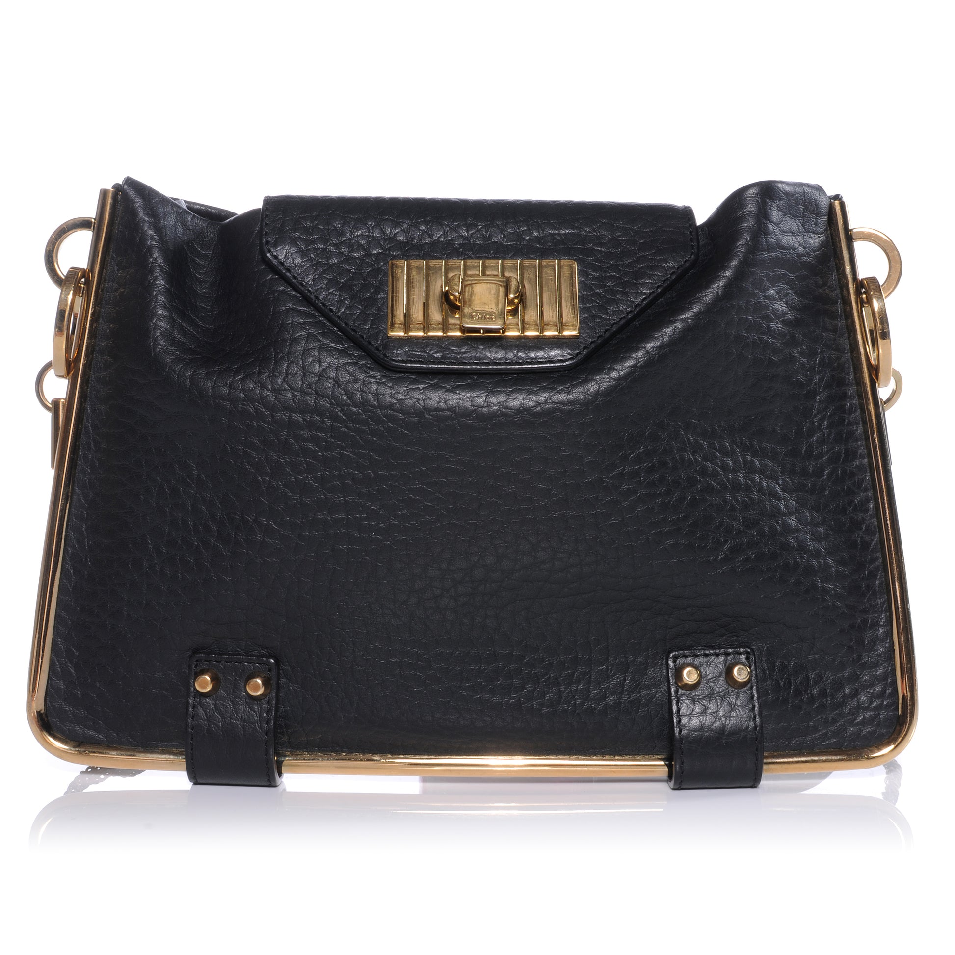 Chloe Grained Calfskin Sally Shoulder Clutch Bag Black 1 of 9