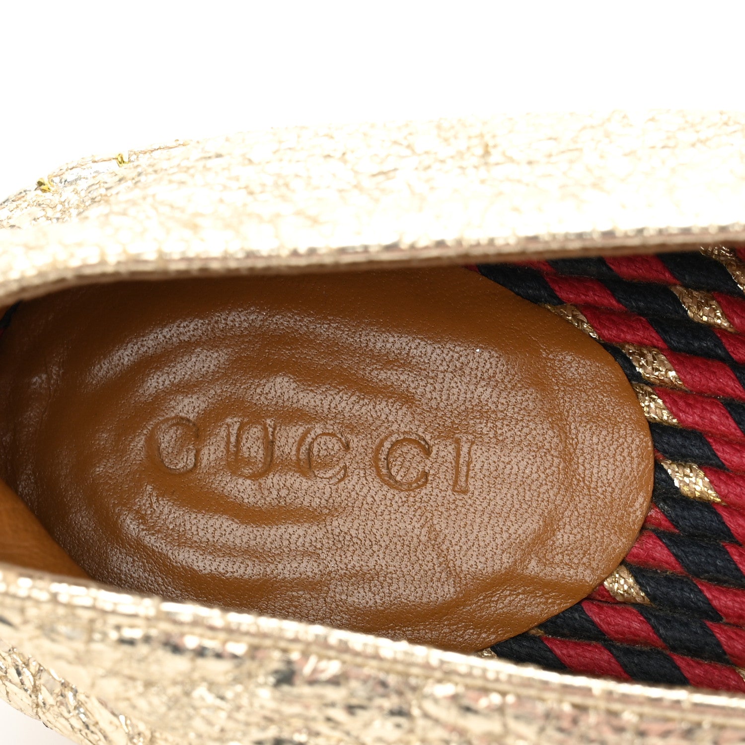 Gucci Galassia Web Bee Embroidered Espadrilles  36.5 Platino 8 of 10