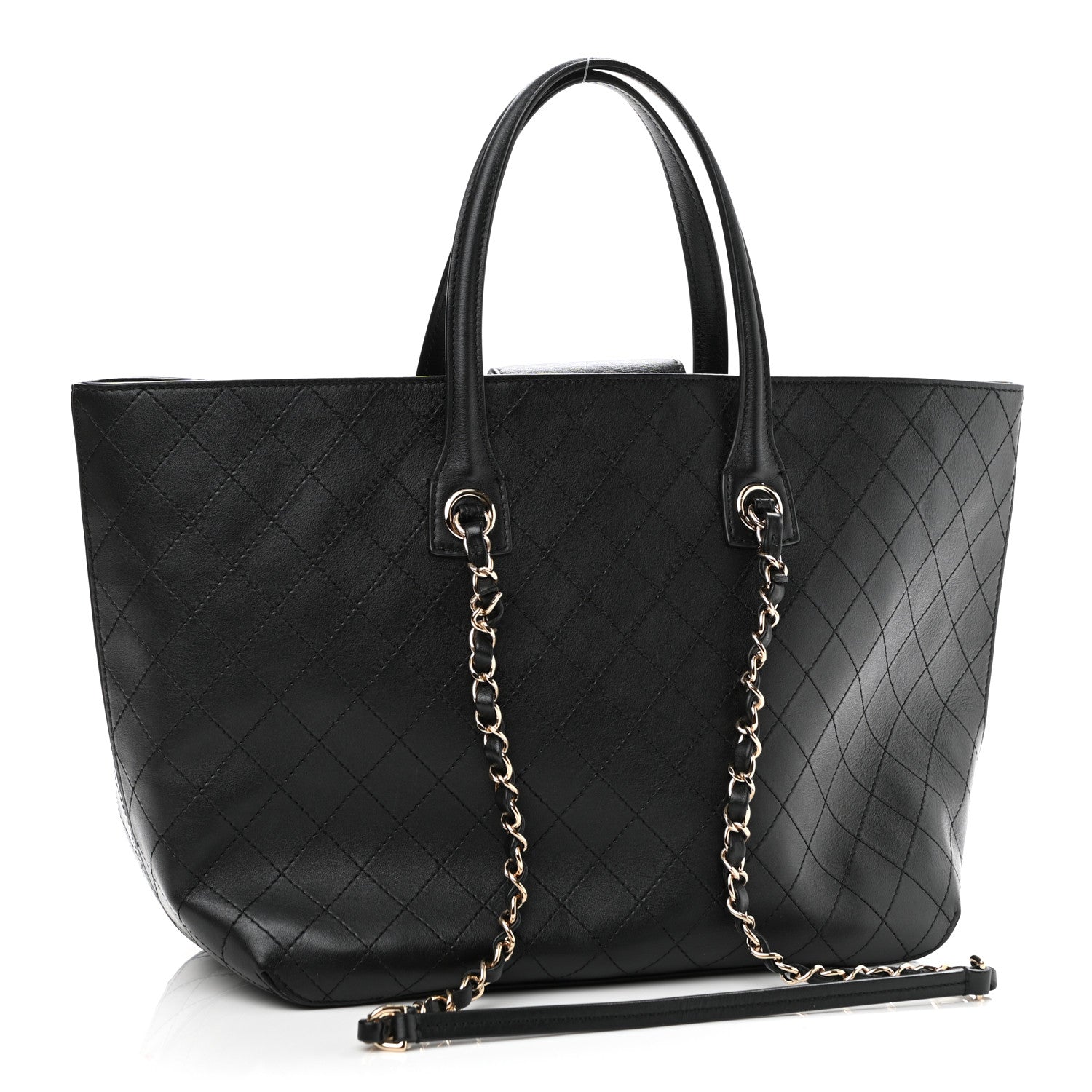 Chanel Calfskin Stitched Shopping Tote Black 3 of 10