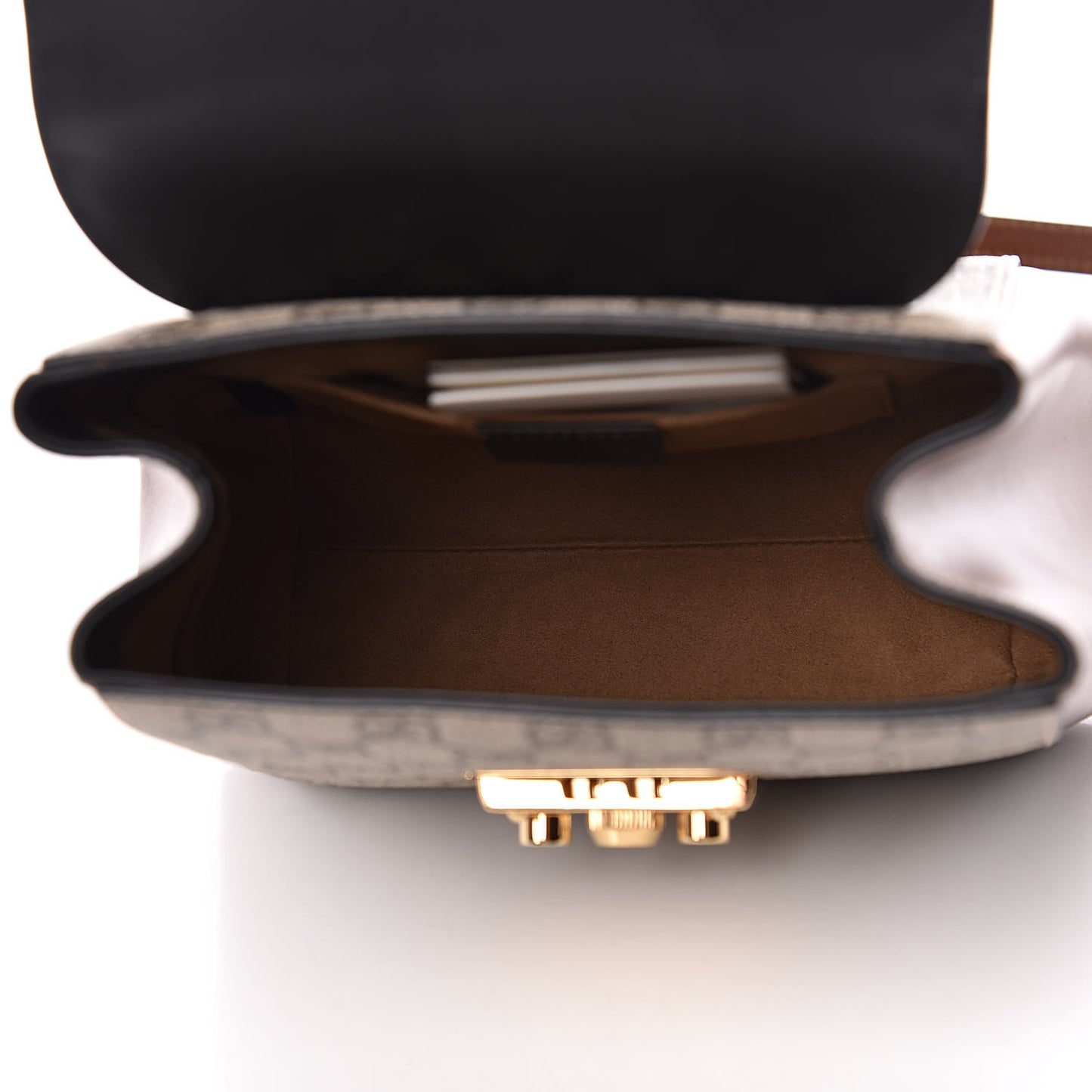 GG Supreme Monogram Calfskin Padlock Backpack Beige Cuir Black