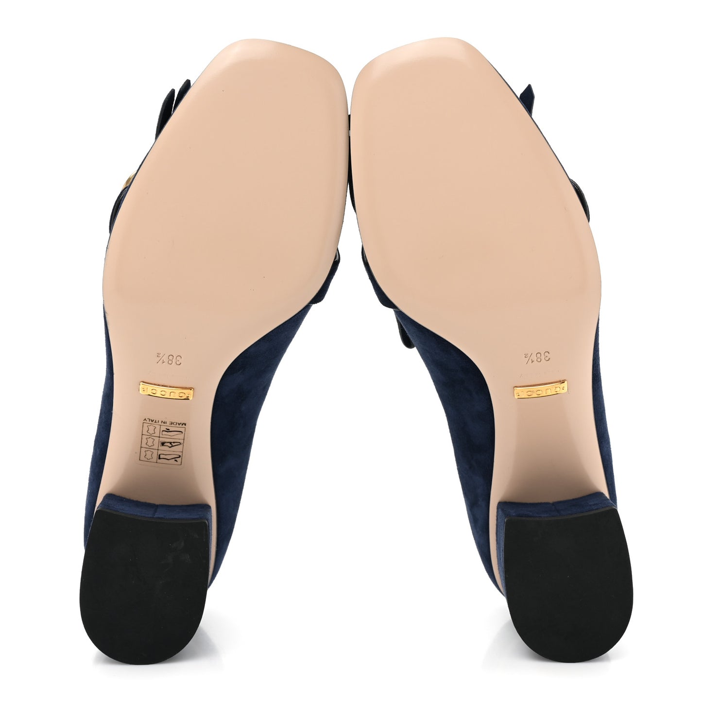 Kid Scamosciato GG Marmont Fringe 50mm Loafer Pumps 38.5 Blue Ink