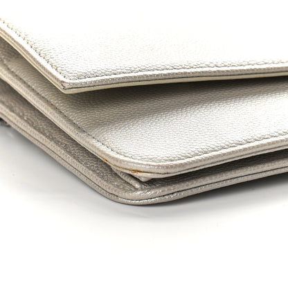 Chanel Caviar Sevruga Wallet on Chain WOC Silver 8 of 11