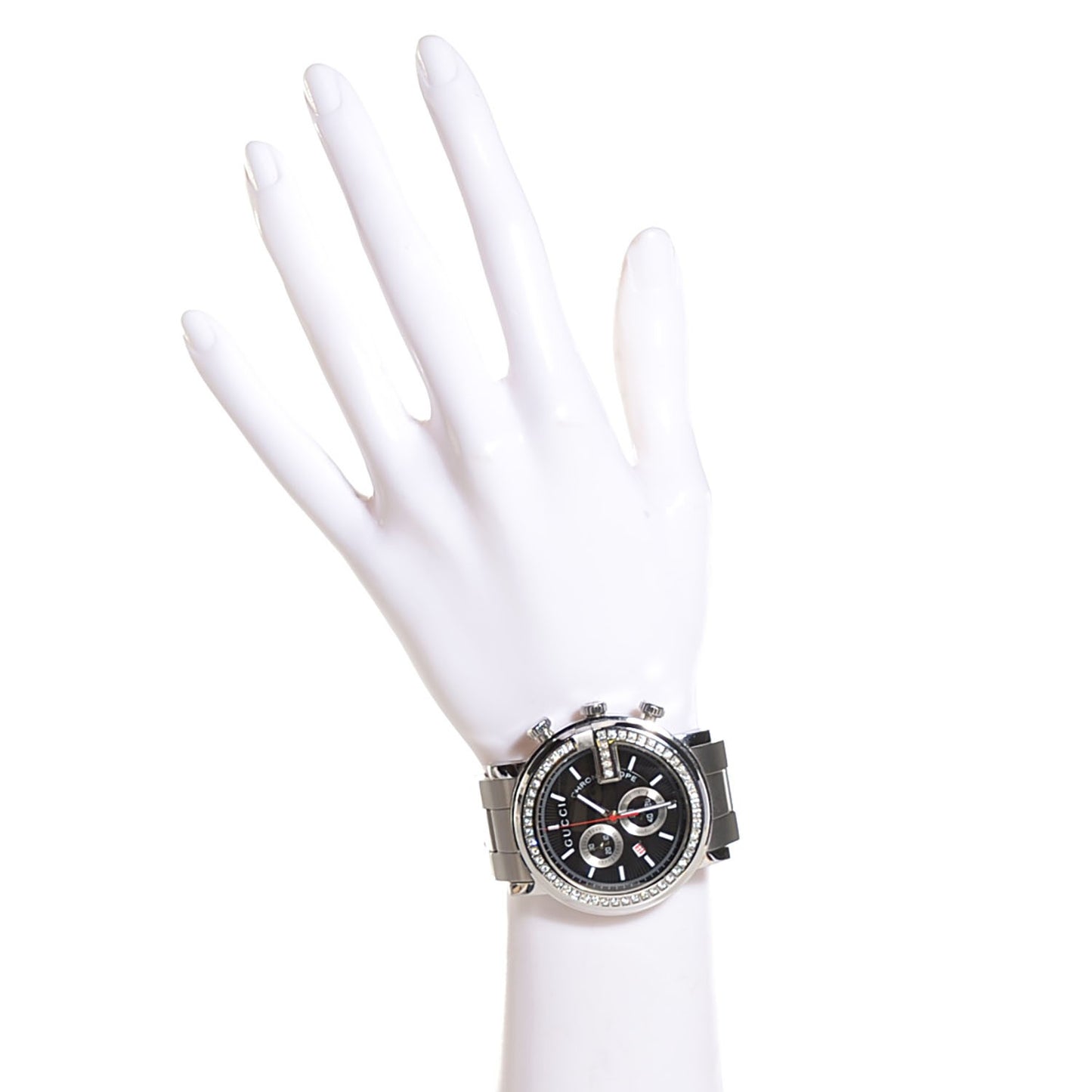 Stainless Steel Diamond Bezel 44mm G-Chrono Quartz Watch Black