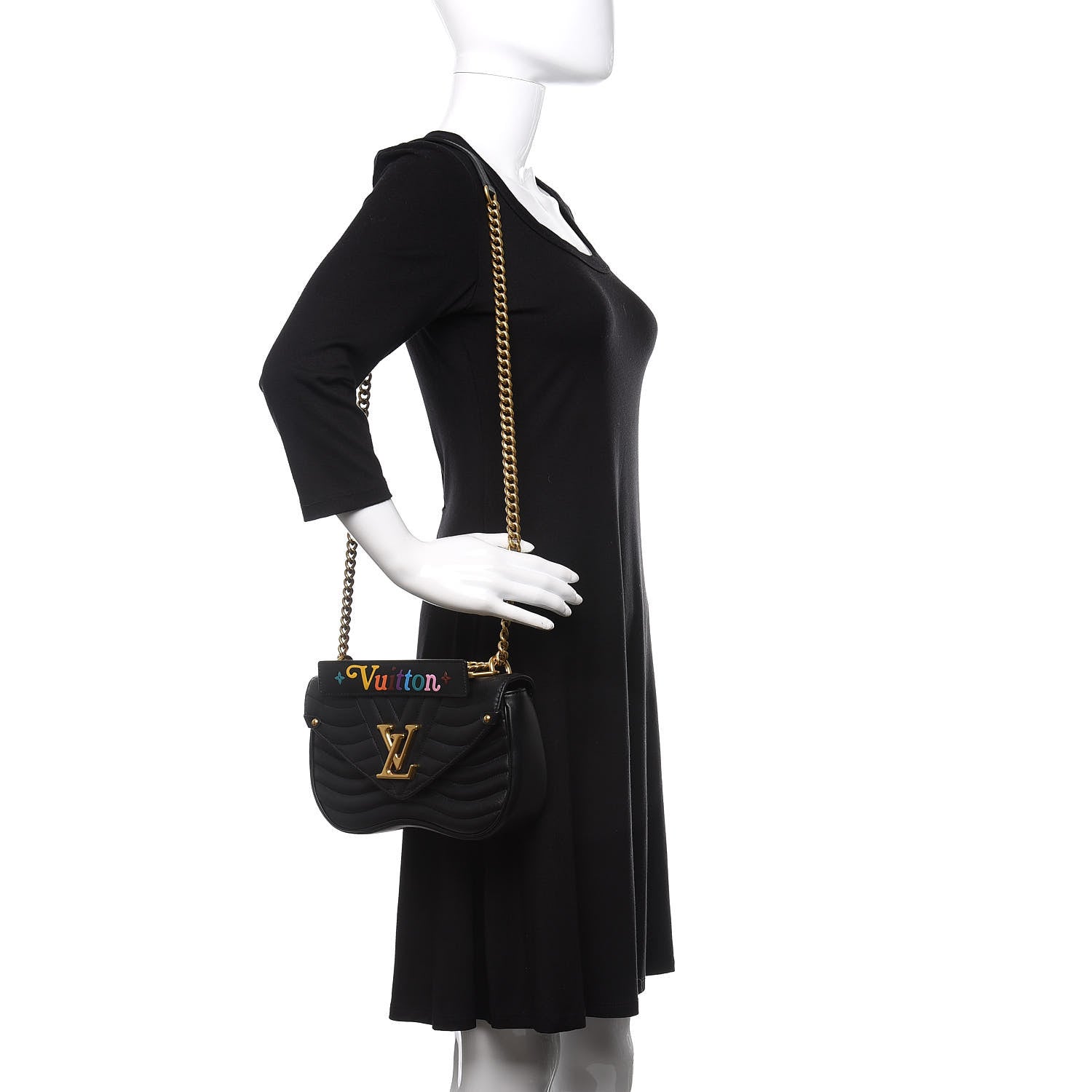 Louis Vuitton Calfskin New Wave Chain MM Black 2 of 11