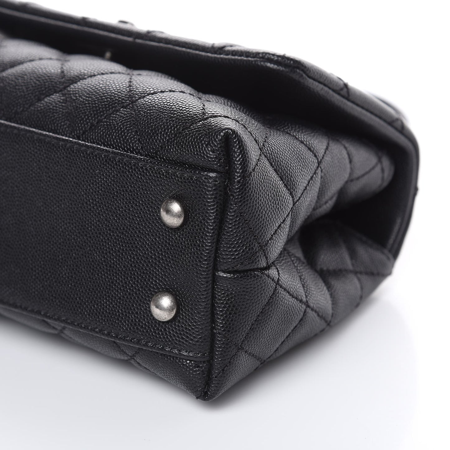 Caviar Lizard Quilted Mini Coco Handle Flap Black