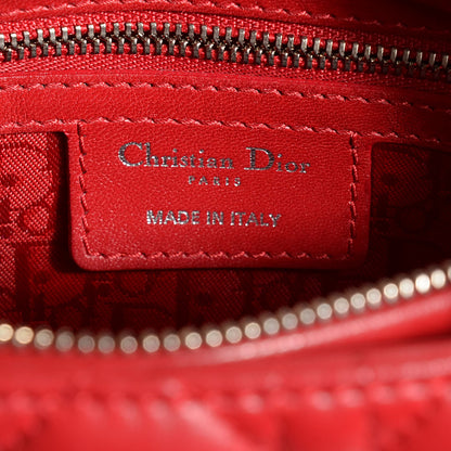 Christian Dior Lambskin Cannage Medium Lady Dior Red 13 of 14