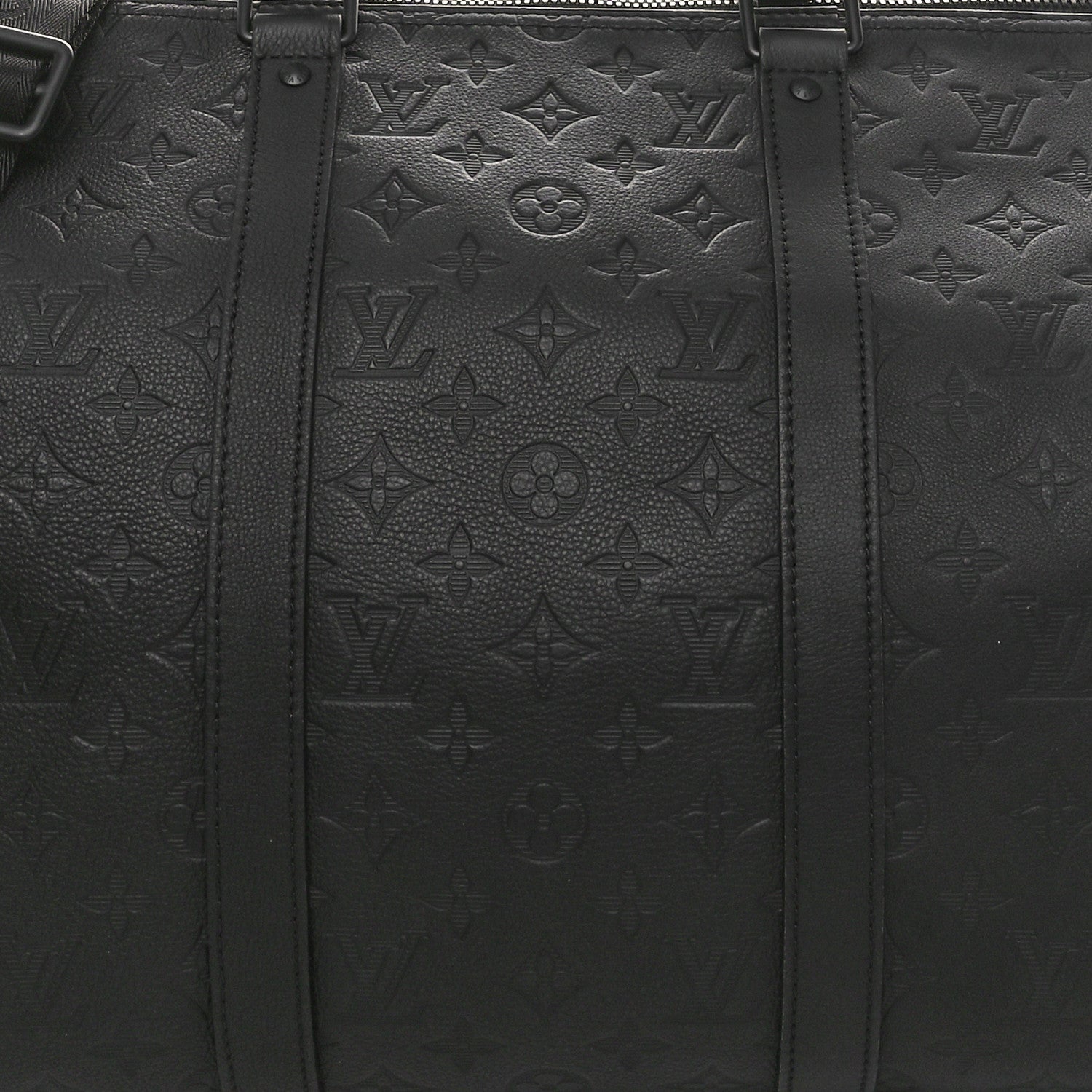 Louis Vuitton Calfskin Shadow Monogram Keepall Bandouliere 50 Black 7 of 9