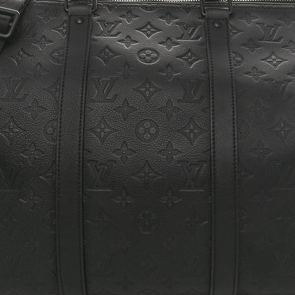Louis Vuitton Calfskin Shadow Monogram Keepall Bandouliere 50 Black 7 of 9