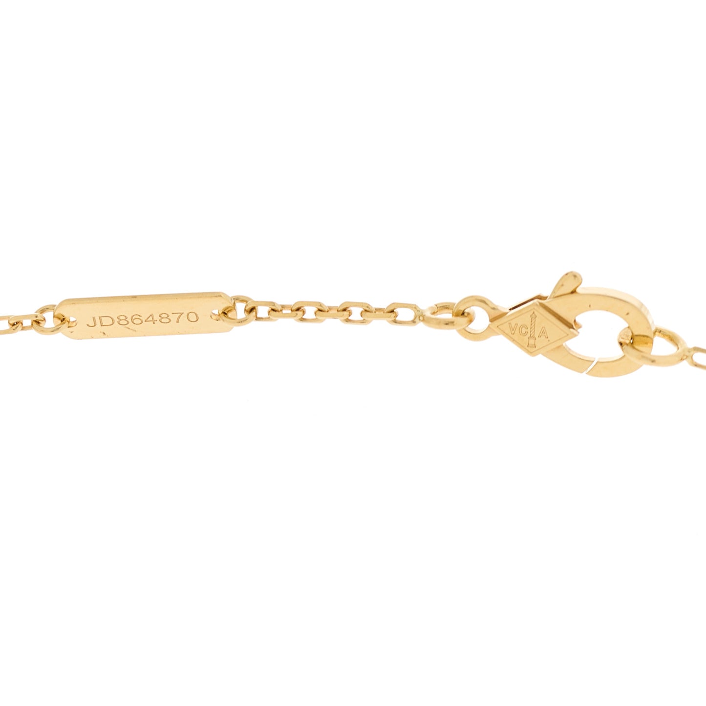 18K Yellow Gold Guilloche Vintage Alhambra Pendant Necklace
