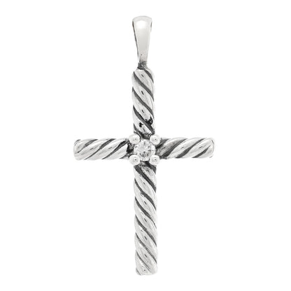 David Yurman Sterling Silver Diamond Cable Classics Cross Pendant 1 of 3