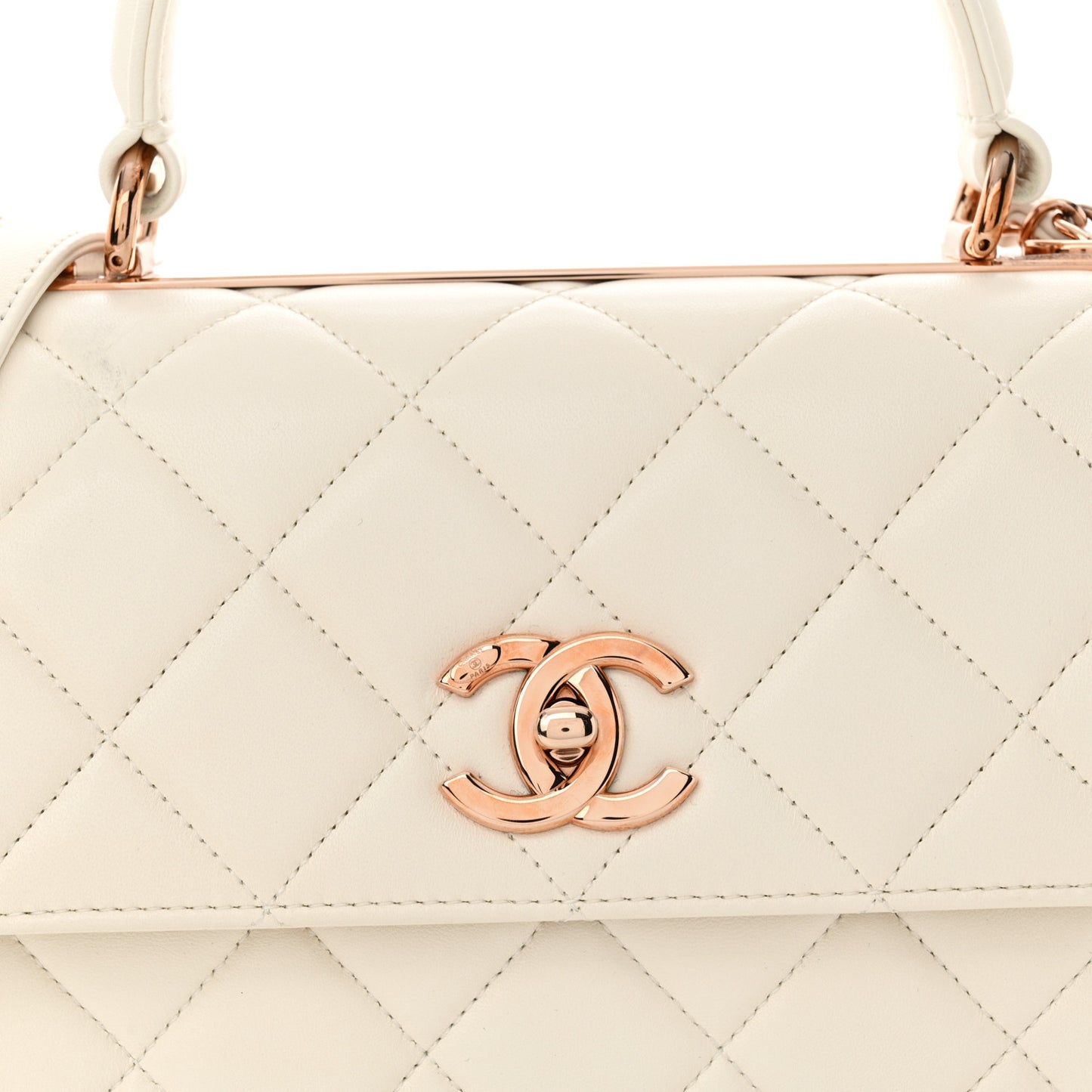 Lambskin Quilted Small Trendy CC Dual Handle Flap Bag White