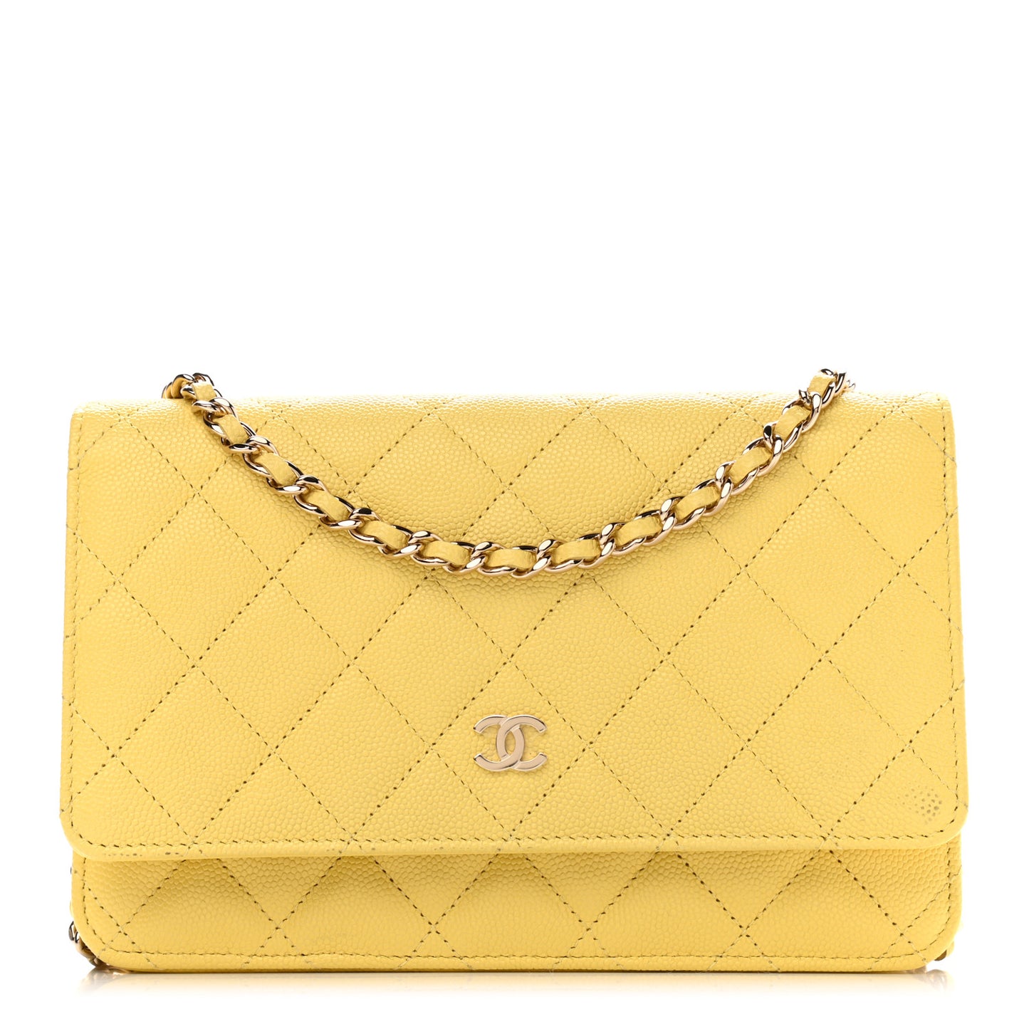 Caviar Quilted Wallet on Chain WOC Yellow