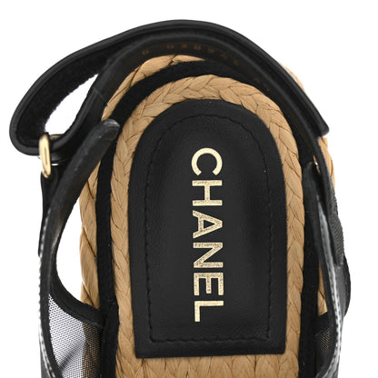 Chanel Mesh Patent Calfskin Velcro Dad Sandals 41 Black 7 of 9