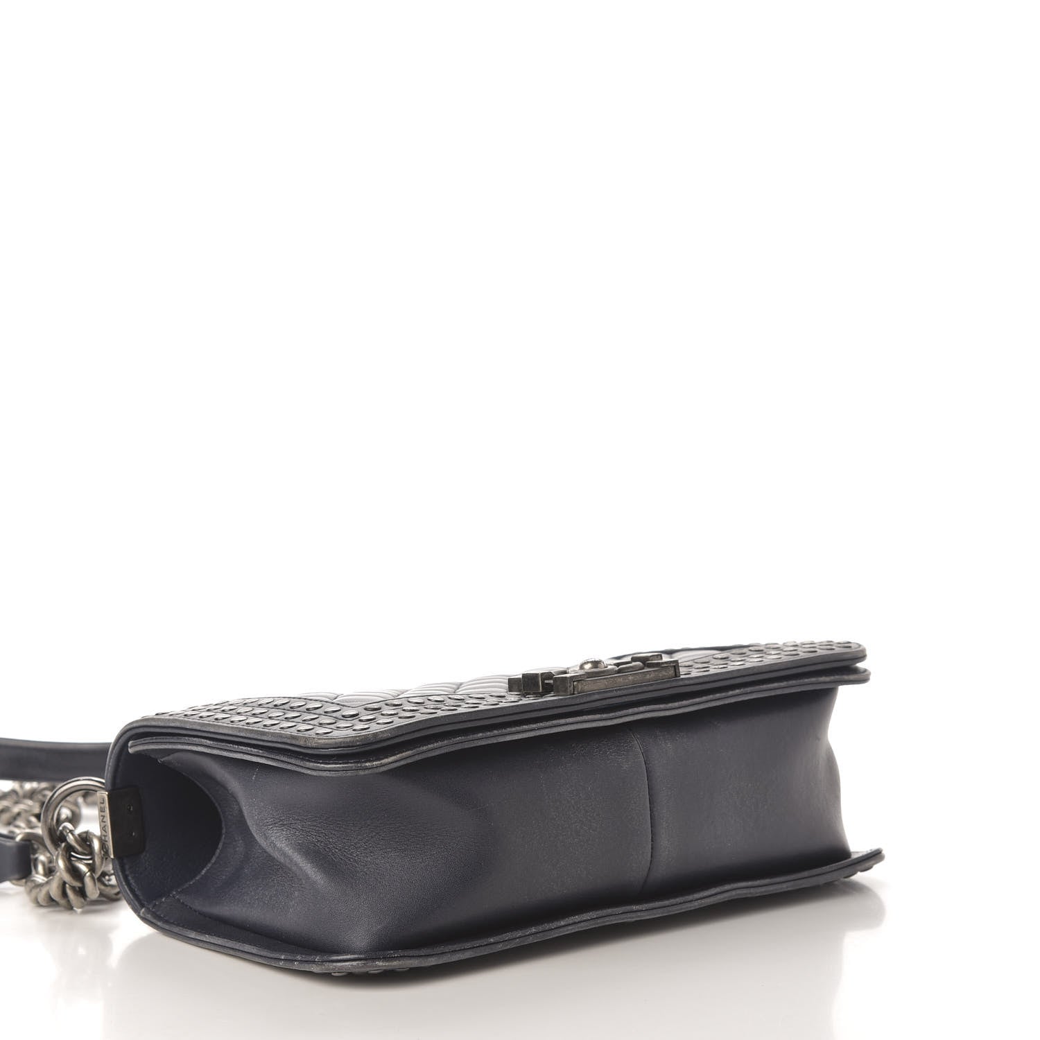 Chanel Faded Calfskin Quilted Medium Studded Boy Flap Black 4 of 13