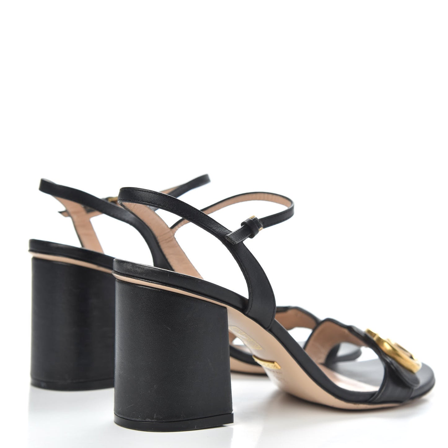 Lifford Calfskin GG Marmont Ankle Wrap 75mm Sandals 37.5 Black