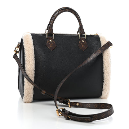 Louis Vuitton Calfskin Monogram Teddy Speedy Bandouliere 30 Black 2 of 9