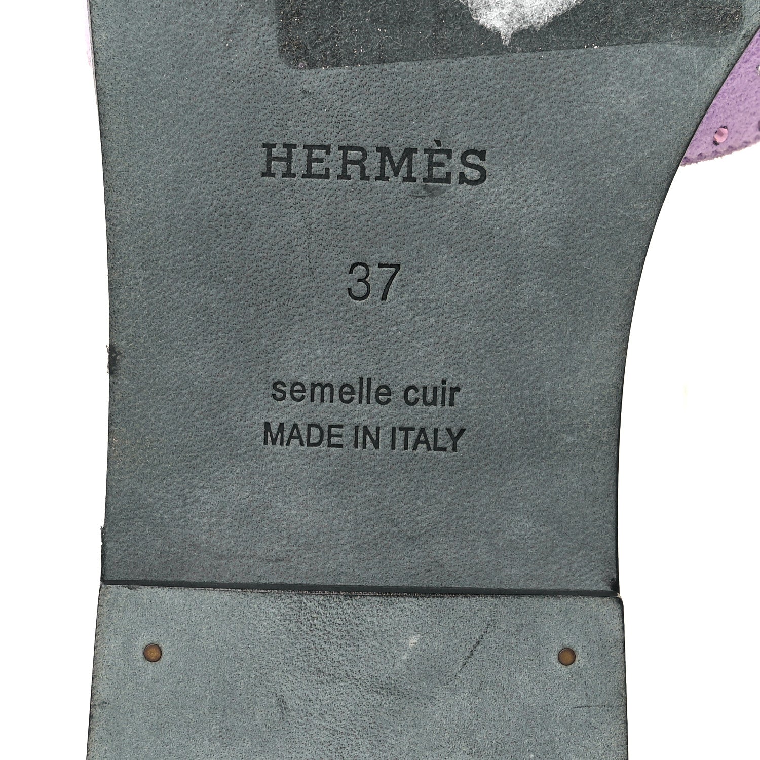 Hermes Suede Goatskin Crystal Oran Sandals 37 Violet Amethyste 6 of 9