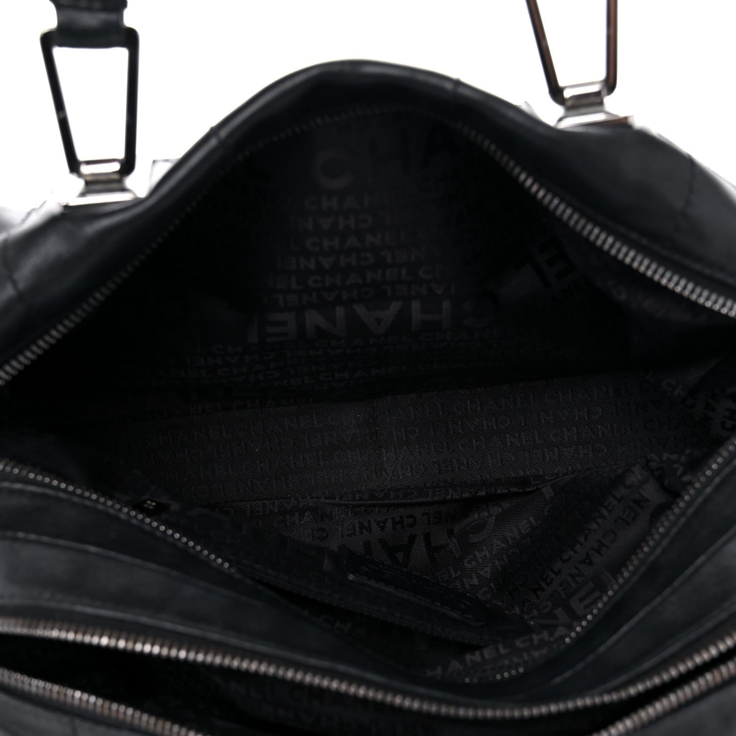 Lambskin Square Stitched Large Tote Black