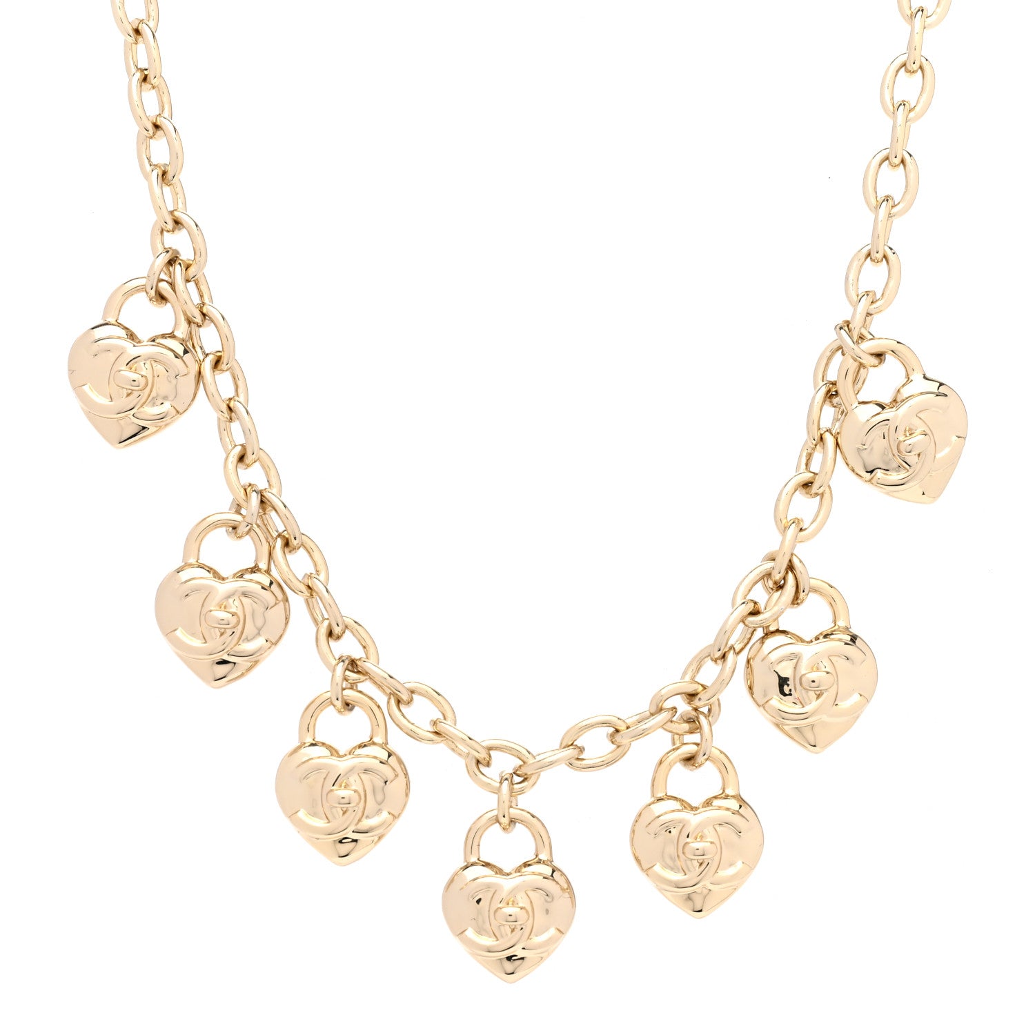 Chanel Metal CC Heart Turnlock Charms Choker Gold 4 of 6
