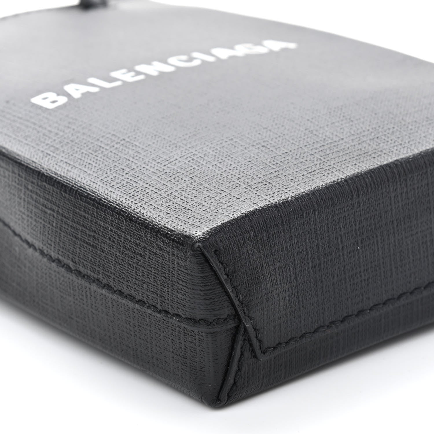 Balenciaga Squared Calfskin Logo Shopping Phone Holder Bag Black 8 of 8