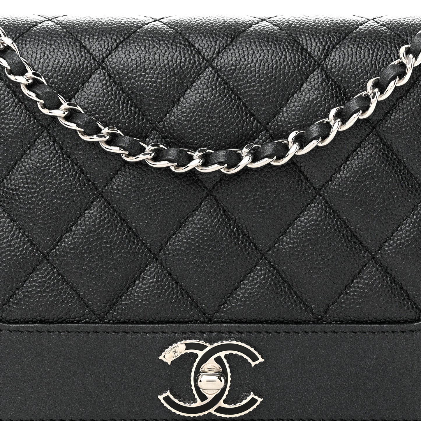 Caviar Quilted Vintage Mademoiselle Wallet On Chain WOC Black