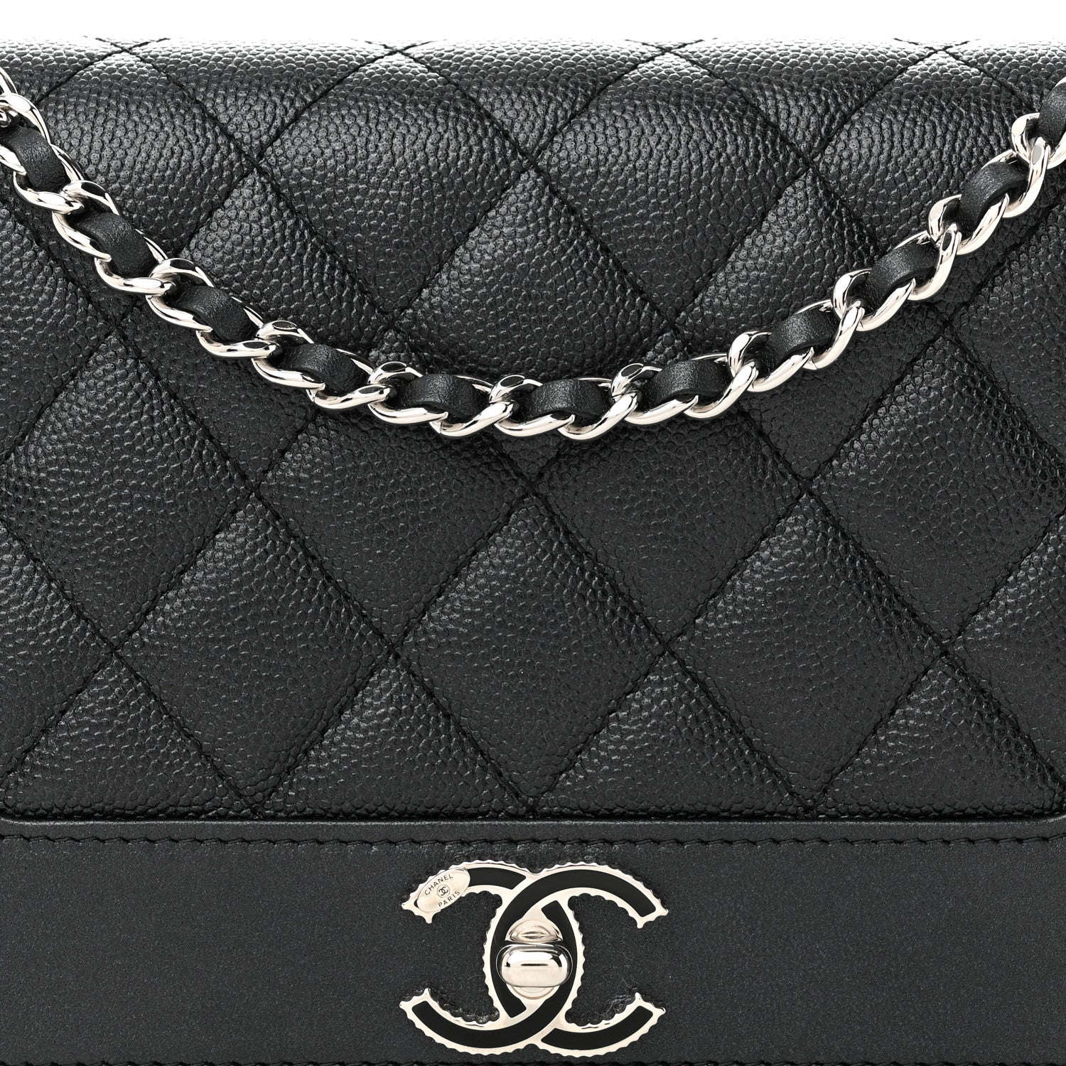Chanel Caviar Quilted Vintage Mademoiselle Wallet On Chain WOC Black 9 of 14