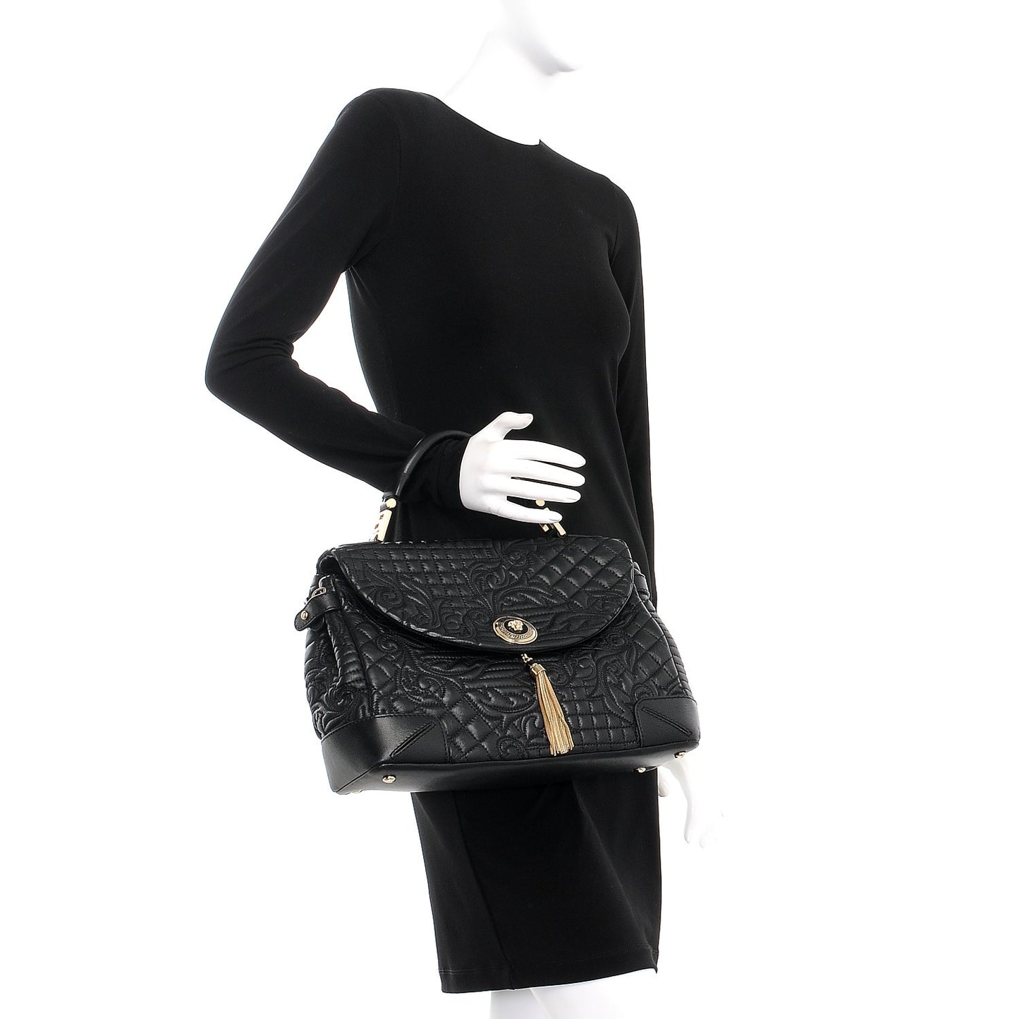 Barocco Quilted Nappa Altea Vanitas Satchel Black