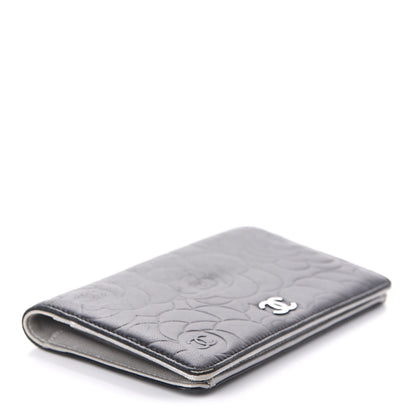Chanel Lambskin Camellia Embossed Yen Wallet Black 4 of 11